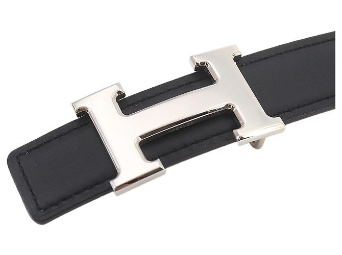 Hermès Cinturón Hermes Constance Reversible H Negro Plata Beige - vista 6