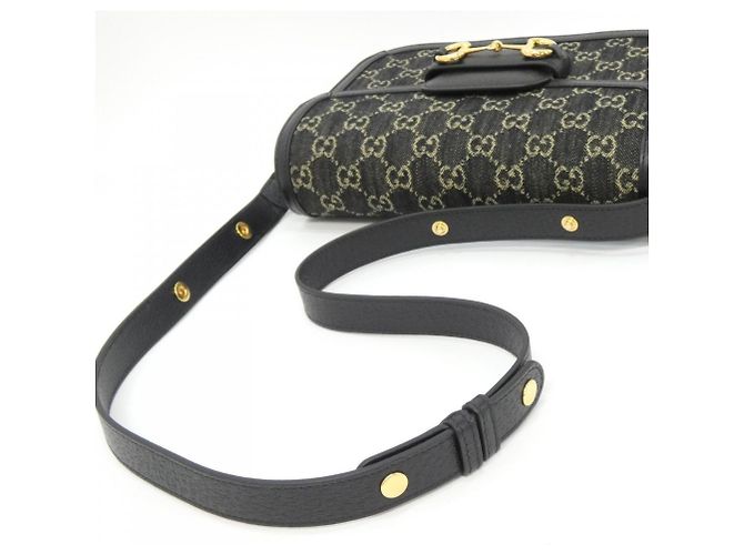 Borsa a Spalla Gucci Horsebit 1955 Nero Crudo - vista 6