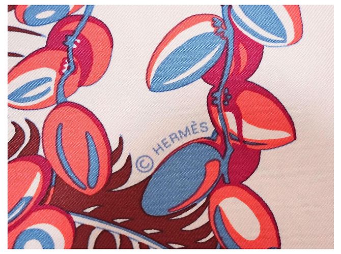 Carré Hermès Mythiques Phoenix 90 cm seta rosa Bianco Rosso Blu Corallo - vista 11