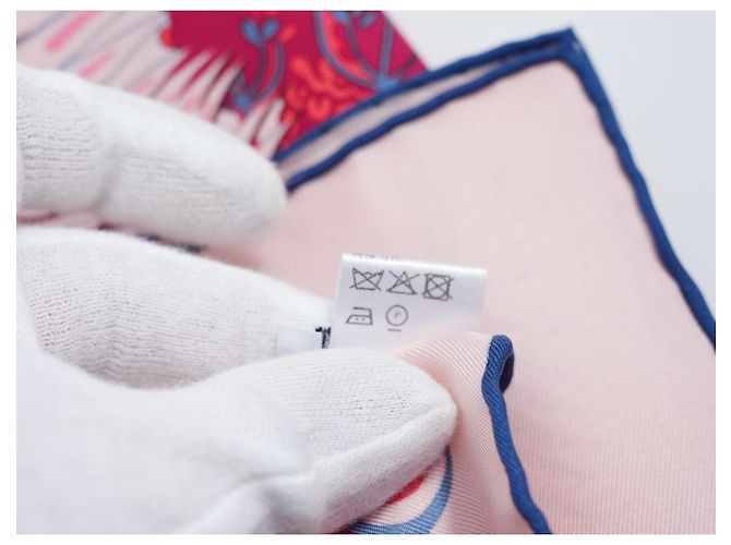 Carré Hermès Mythiques Phoenix 90 cm seta rosa Bianco Rosso Blu Corallo - vista 13