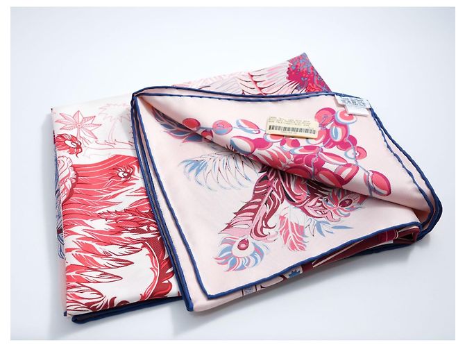 Carré Hermès Mythiques Phoenix 90 cm seta rosa Bianco Rosso Blu Corallo - vista 2