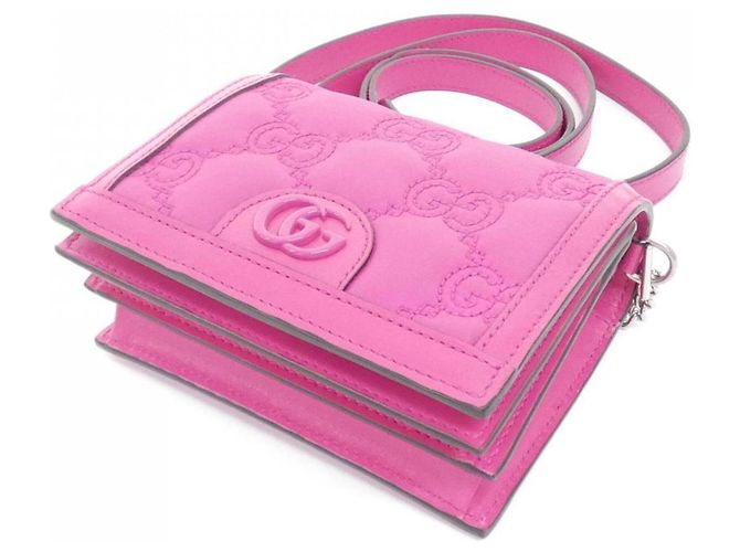 Borsa a tracolla in nylon rosa Gucci - vista 3