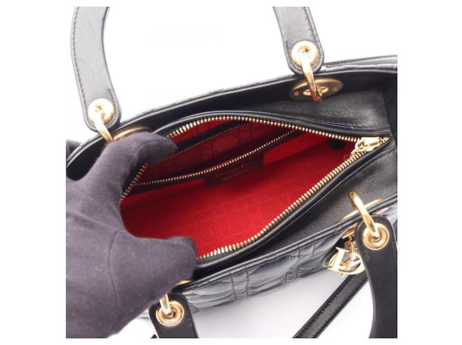 Borsa Christian Dior Lady Medium Cannage Nero - vista 3