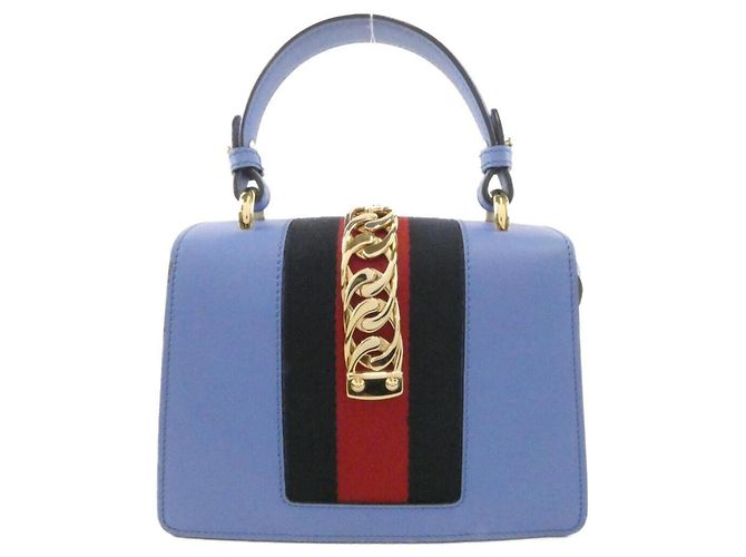 Borsa Gucci Sylvie in pelle azzurro chiaro Blu chiaro - vista 2