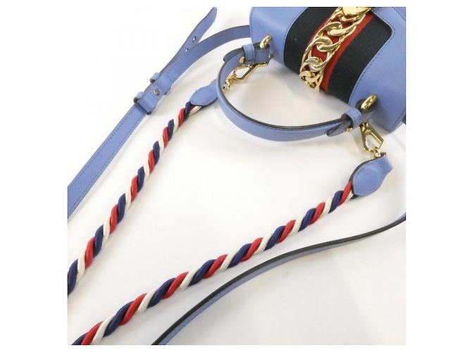 Borsa Gucci Sylvie in pelle azzurro chiaro Blu chiaro - vista 7
