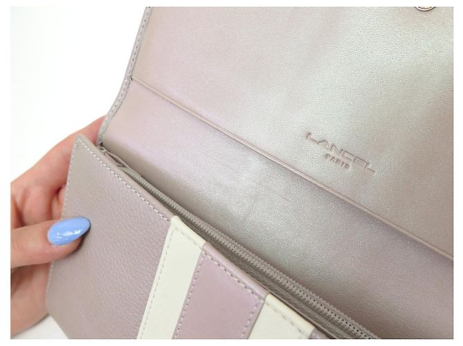LANCEL LAURE MANAUDOU HANDBAG + WALLET IRIDESCENT PINK LEATHER - view 21