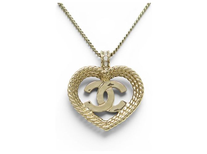 NUOVO COLLANA CON PENDENTE CUORE CHANEL ABC964 LOGO CC STRASS ORO D'oro - vista 4