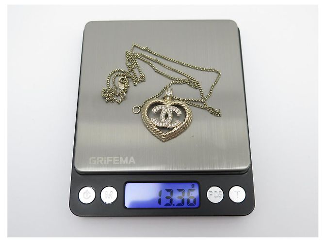 NUOVO COLLANA CON PENDENTE CUORE CHANEL ABC964 LOGO CC STRASS ORO D'oro - vista 5