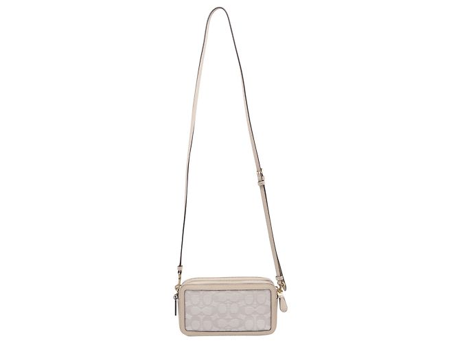Borsa a tracolla Coach Kira Signature Jacquard in tela avorio - vista 4