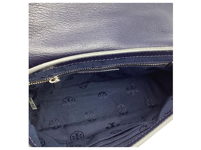 Borsa a tracolla Tory Burch Mercer in pelle blu navy - vista 12