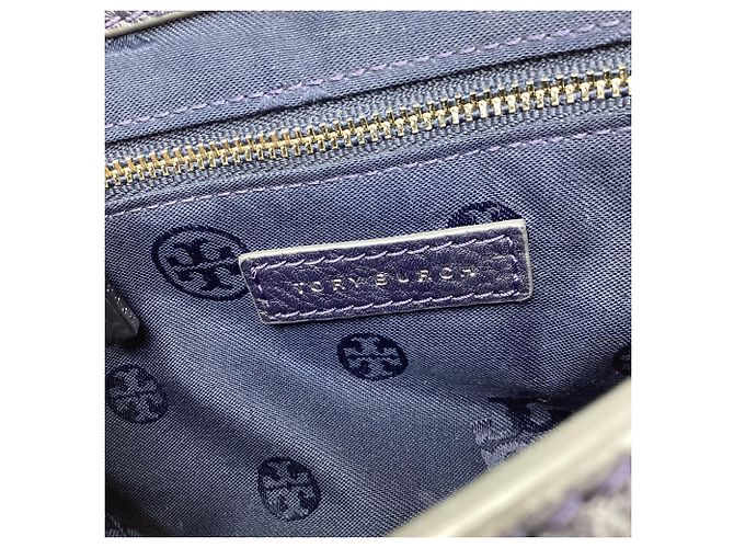 Borsa a tracolla Tory Burch Mercer in pelle blu navy - vista 13
