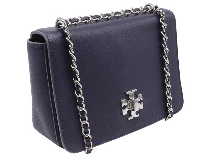 Borsa a tracolla Tory Burch Mercer in pelle blu navy - vista 2