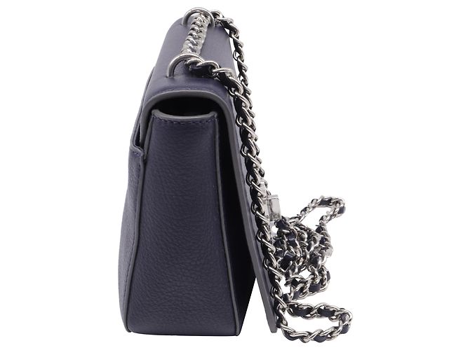Borsa a tracolla Tory Burch Mercer in pelle blu navy - vista 3