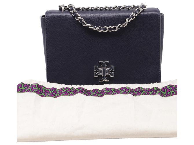 Borsa a tracolla Tory Burch Mercer in pelle blu navy - vista 6