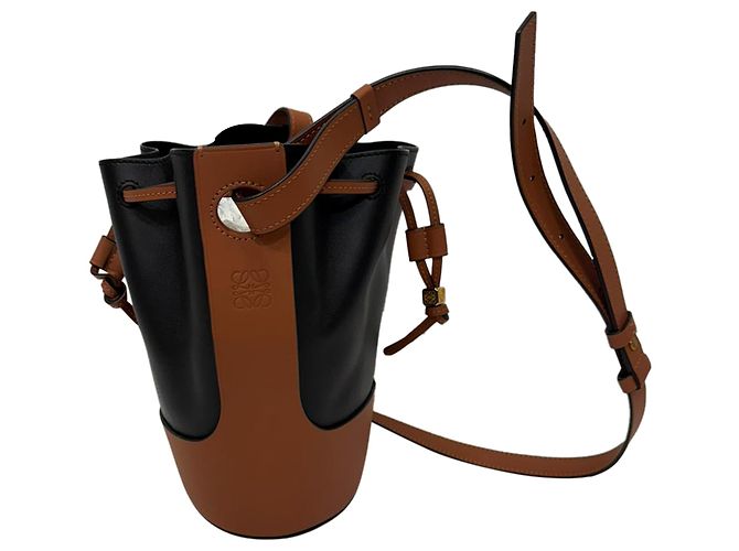 Piccola borsa a secchiello Balloon di Loewe in pelle nera e marrone Nero - vista 4