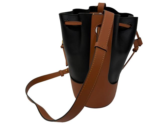 Piccola borsa a secchiello Balloon di Loewe in pelle nera e marrone Nero - vista 6