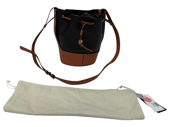 Piccola borsa a secchiello Balloon di Loewe in pelle nera e marrone Nero - vista 8
