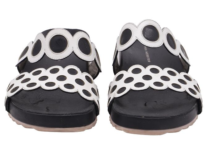 Sandali slide traforati Sophia Webster in pelle bianco e nero - vista 2