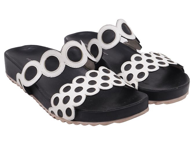 Sandali slide traforati Sophia Webster in pelle bianco e nero - vista 3