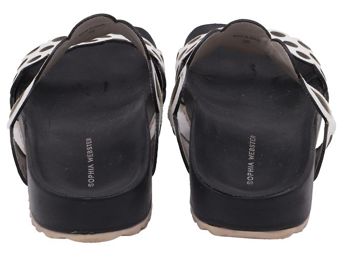 Sandali slide traforati Sophia Webster in pelle bianco e nero - vista 4