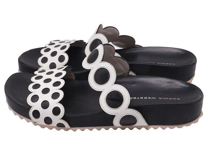 Sandali slide traforati Sophia Webster in pelle bianco e nero - vista 5