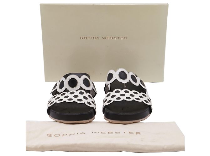 Sandali slide traforati Sophia Webster in pelle bianco e nero - vista 8