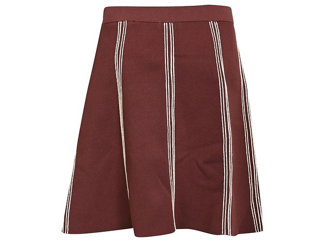 Mini saia evasê listrada Sandro em viscose bordô Vermelho Bordeaux - vista 3