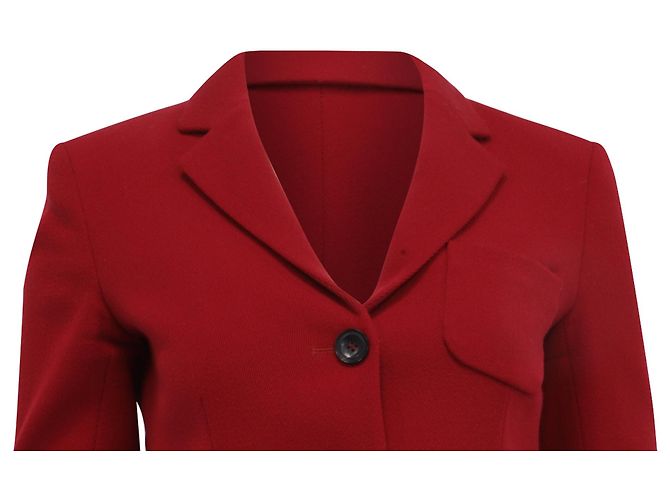 Theory Single-Breasted Blazer with Pockets in Red Wool - view 2