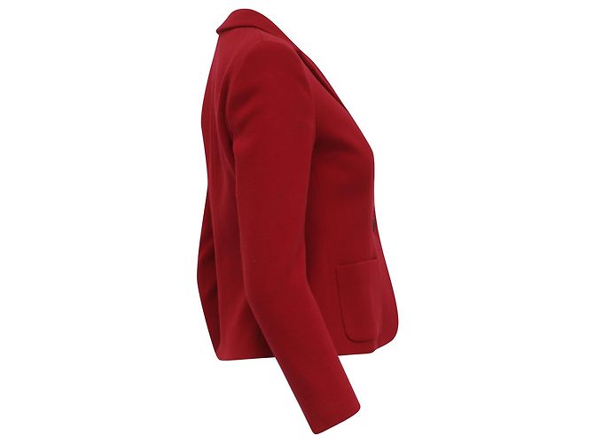 Theory Single-Breasted Blazer with Pockets in Red Wool - view 3
