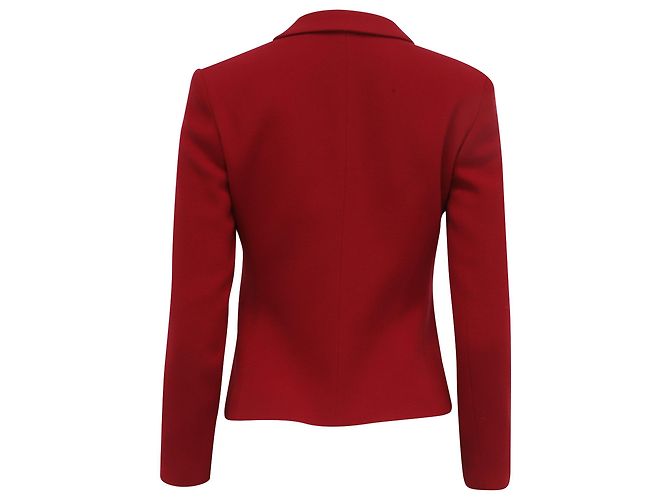 Theory Single-Breasted Blazer with Pockets in Red Wool - view 4
