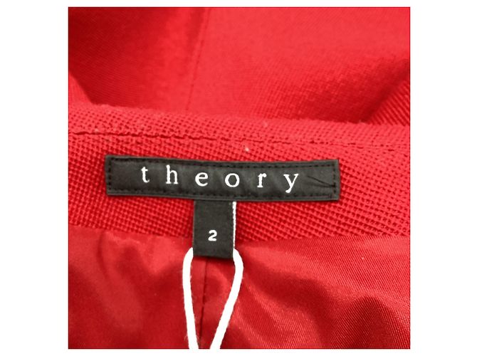 Theory Single-Breasted Blazer with Pockets in Red Wool - view 5
