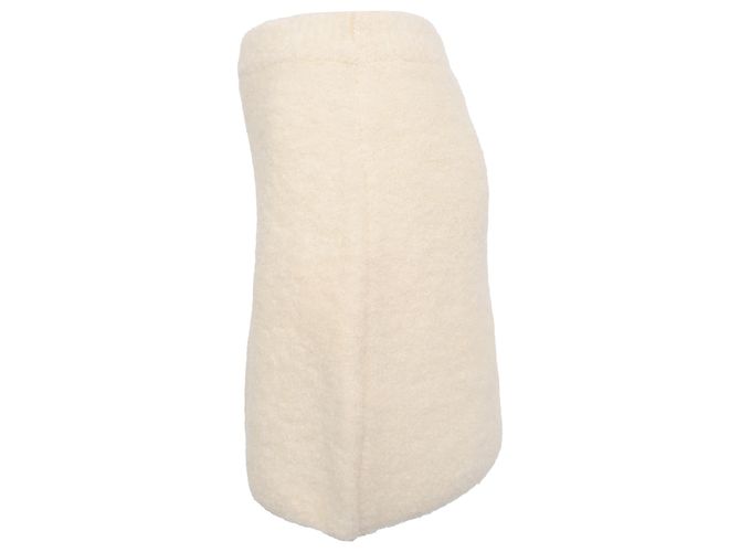 Mini saia Ba&Sh com detalhe em pele de lã de alpaca creme Branco Cru - vista 2