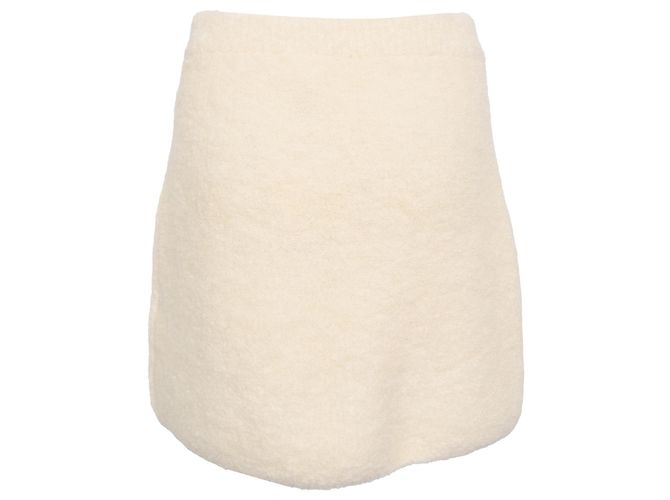 Mini saia Ba&Sh com detalhe em pele de lã de alpaca creme Branco Cru - vista 3