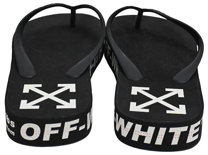 Off White Chinelos Off-White Logo Typographic em borracha preta Preto - vista 4