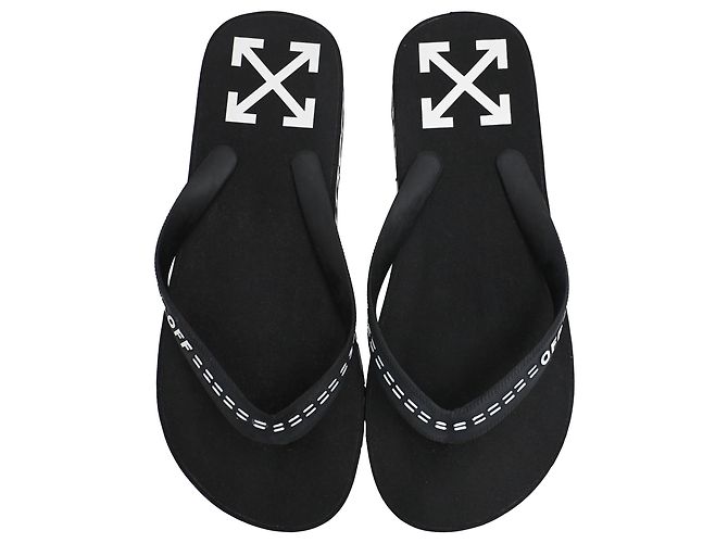 Off White Chinelos Off-White Logo Typographic em borracha preta Preto - vista 5