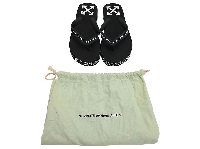 Off White Chinelos Off-White Logo Typographic em borracha preta Preto - vista 8