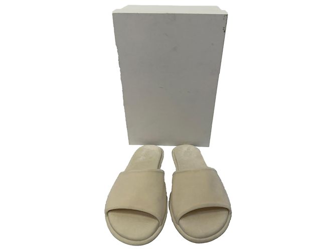 The Row Canal Slipper aus Elfenbein-Samt Weiß Roh - Ansicht 10