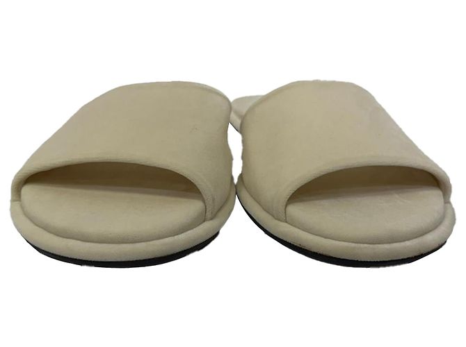 The Row Canal Slipper aus Elfenbein-Samt Weiß Roh - Ansicht 2