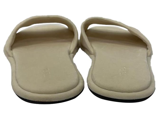 The Row Canal Slipper aus Elfenbein-Samt Weiß Roh - Ansicht 3