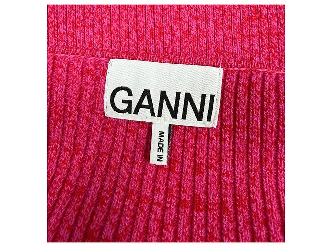 Ganni Midi-Kleid aus melierter Rippstrickware in Pink Rayon - Ansicht 4