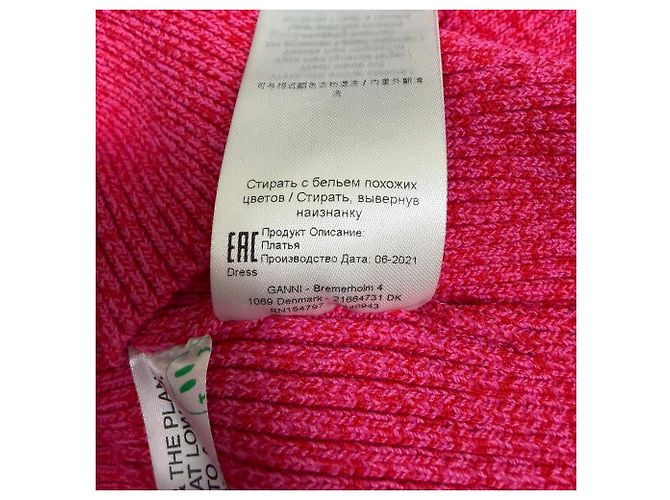 Ganni Midi-Kleid aus melierter Rippstrickware in Pink Rayon - Ansicht 9