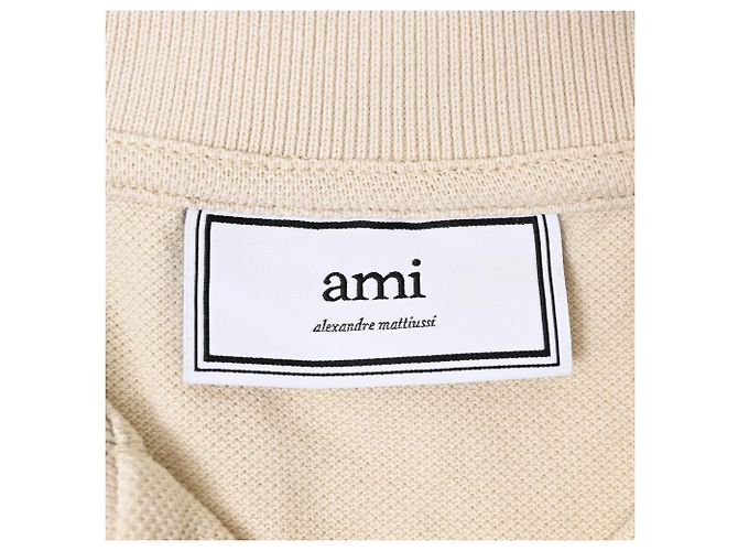 Polo AMI Paris Ami de Cœur in cotone beige - vista 4