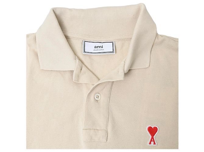 Polo AMI Paris Ami de Cœur in cotone beige - vista 5