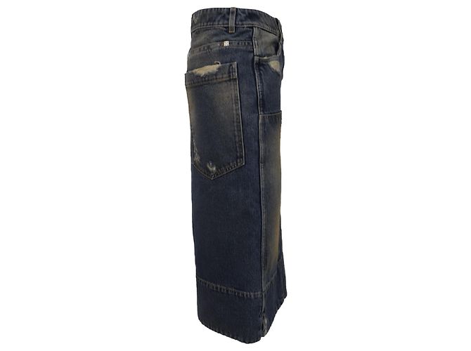 Falda midi Givenchy de tiro bajo en denim azul claro desgastado - vista 2