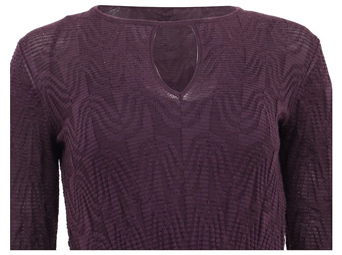 M Missoni Keyhole Mini Kleid aus lila Virgin Wool - Ansicht 2