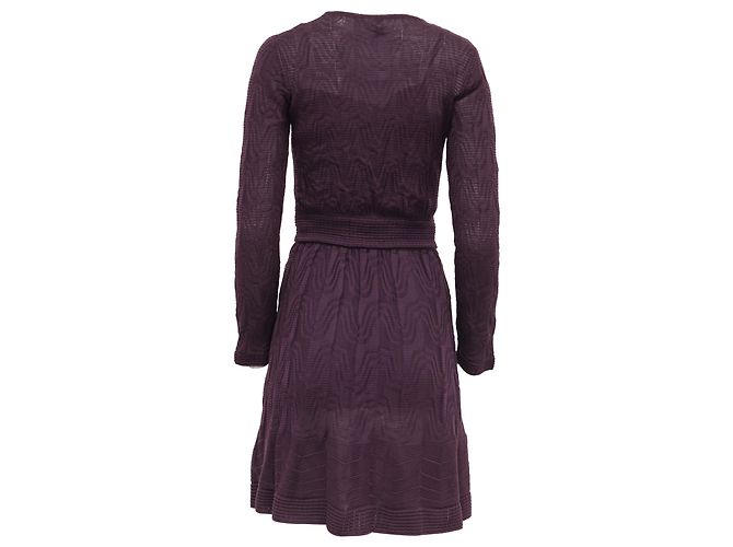 M Missoni Keyhole Mini Kleid aus lila Virgin Wool - Ansicht 4