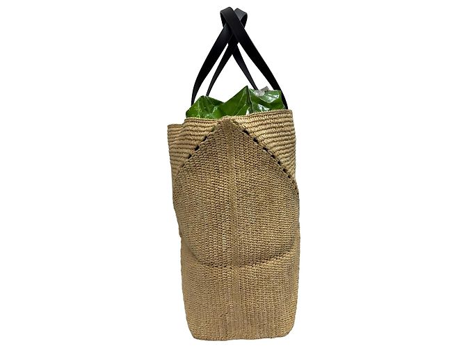 Sac cabas pliable Loewe XL Puzzle en raphia beige - vue 4