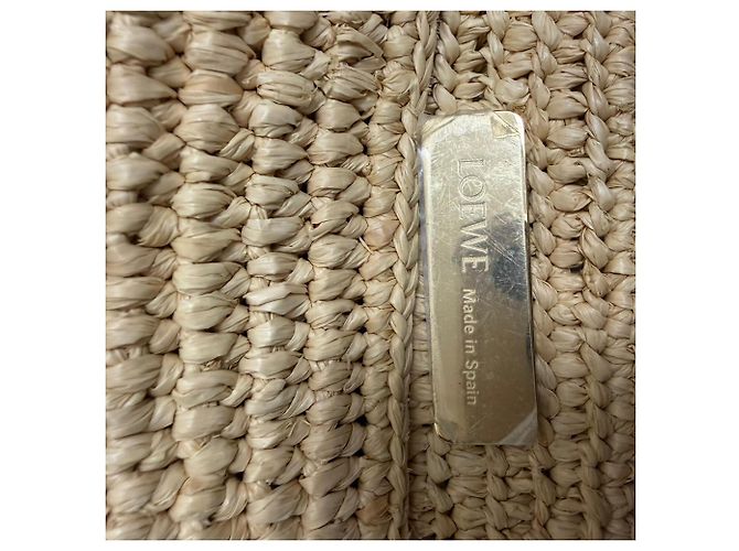 Sac cabas pliable Loewe XL Puzzle en raphia beige - vue 7