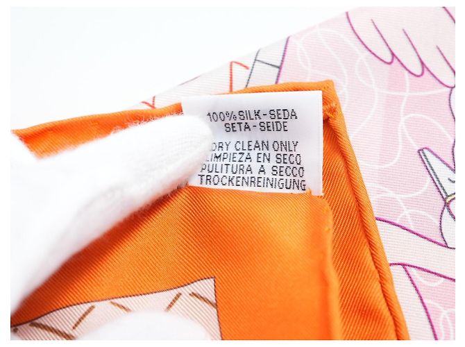 Carré Hermès Splash Park 90 cm in seta - Arancione Rosa Bianco Rosso Blu Giallo - vista 16