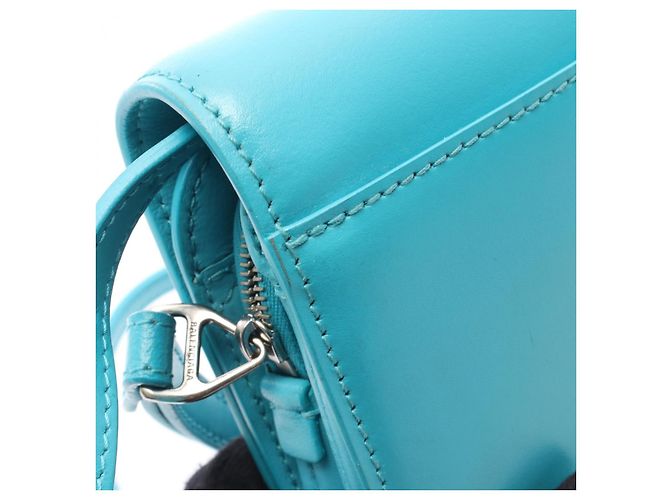 Borsa a tracolla in pelle Balenciaga B Dot Blu - vista 18